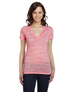 Ladies' Jersey Short-Sleeve Deep V-Neck T-Shirt
