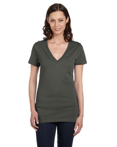 Ladies' Jersey Short-Sleeve Deep V-Neck T-Shirt