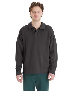 Unisex Garment Dye Polo Collar Sweatshirt