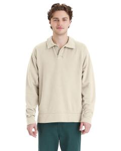 Unisex Garment Dye Polo Collar Sweatshirt
