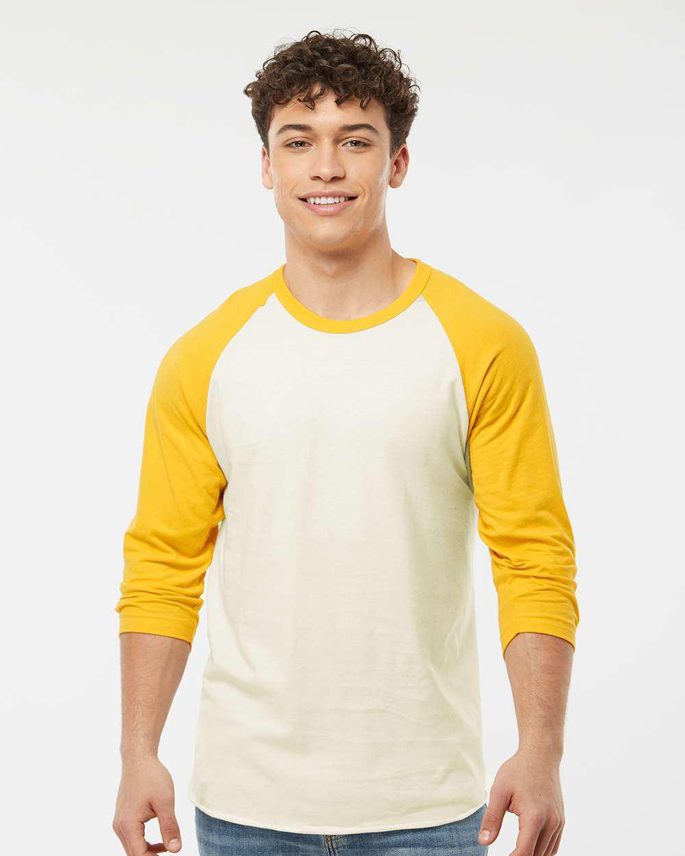 [teket] / ☆ 25SS TTT Raglan Tee / Yellow Screen printed 245 Tultex Unisex Fine Jersey Raglan T-Shirt