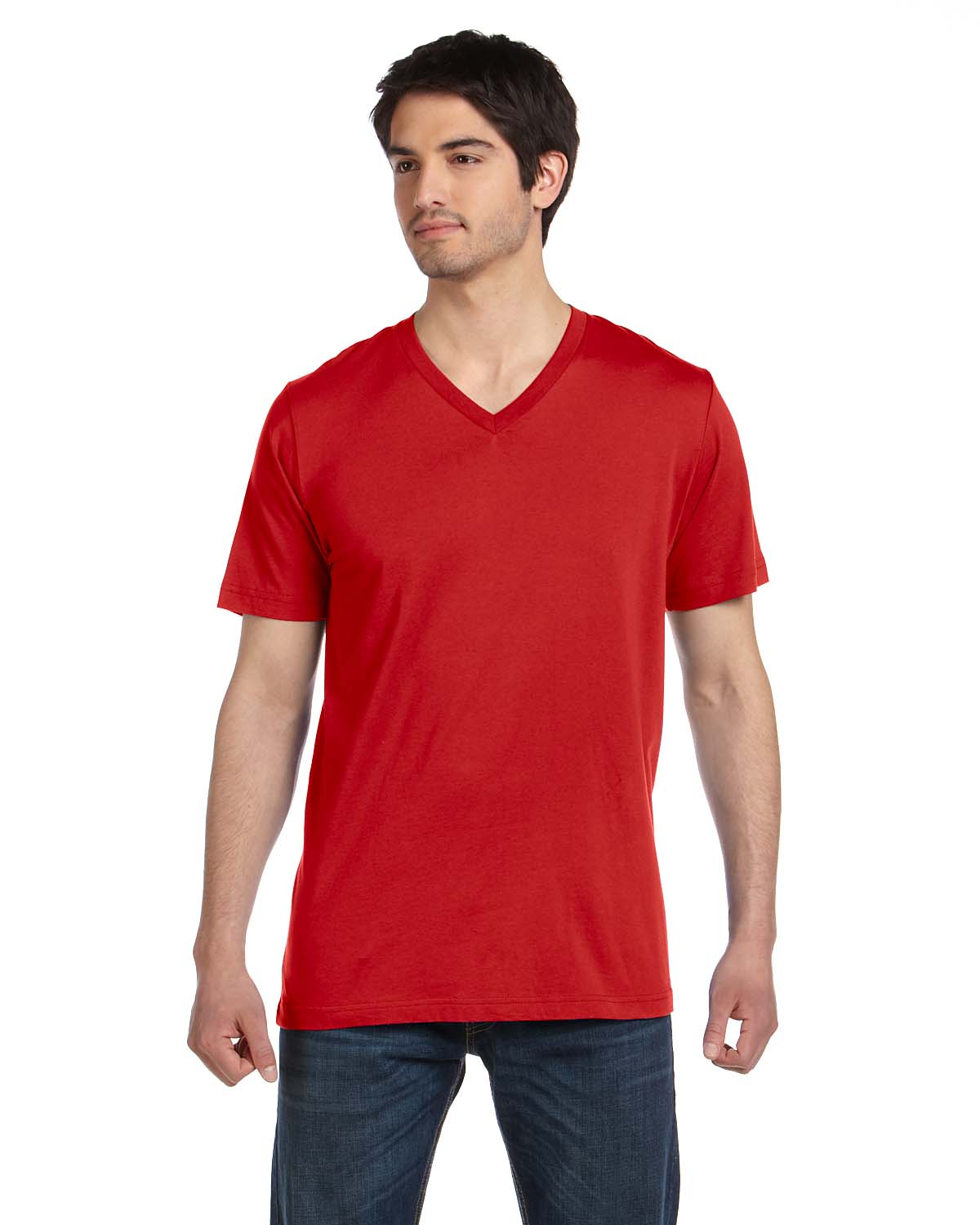 Bella + Canvas Unisex Jersey Short Sleeve V-Neck T-Shirt 3005 - Heather Red, Size 3XL - View #9