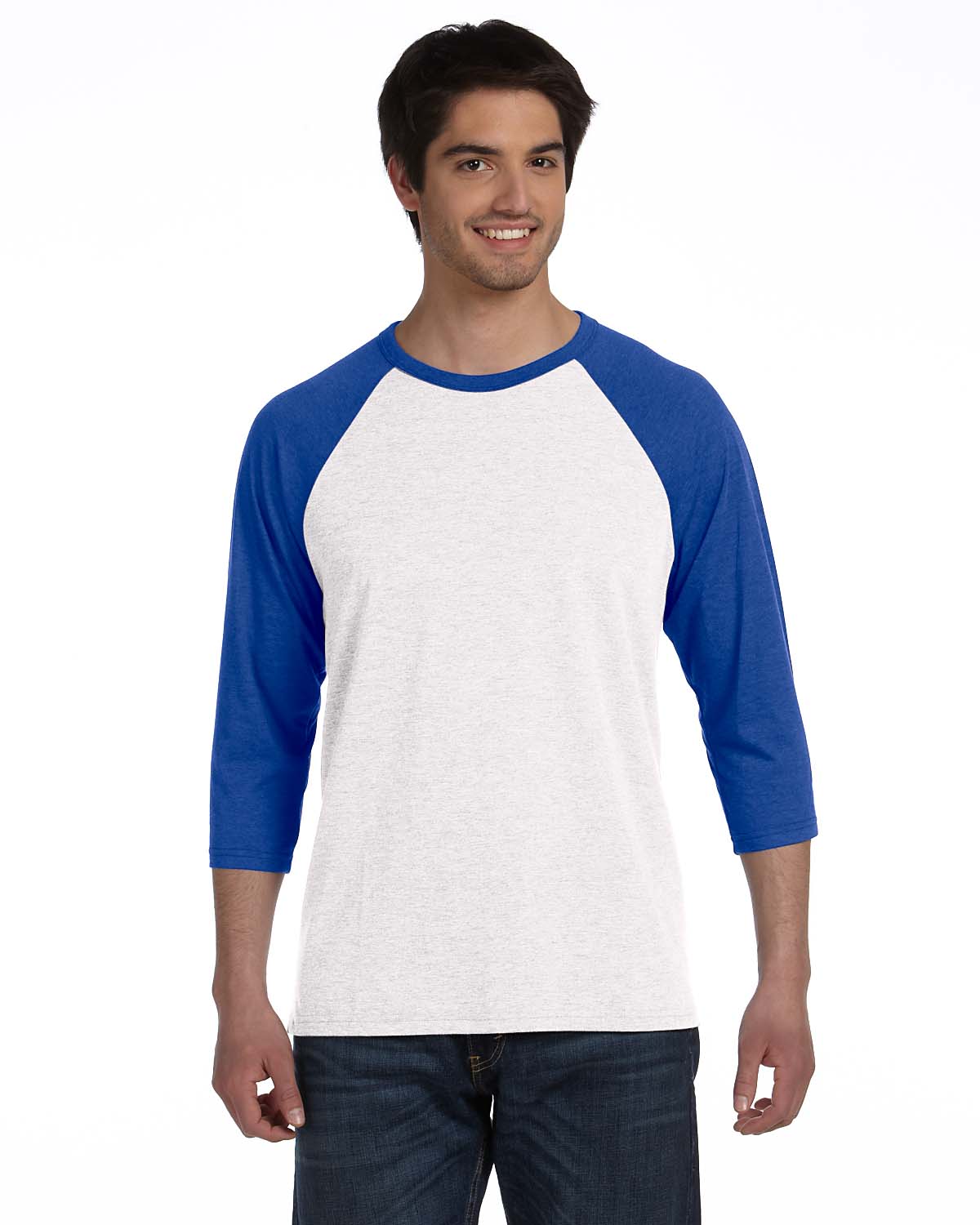 thumbnail image 2 of Bella+Canvas BC3200 Unisex 3/4 Sleeve Baseball Crew Neck T-Shirt - Cotton/Poly 2 of 4