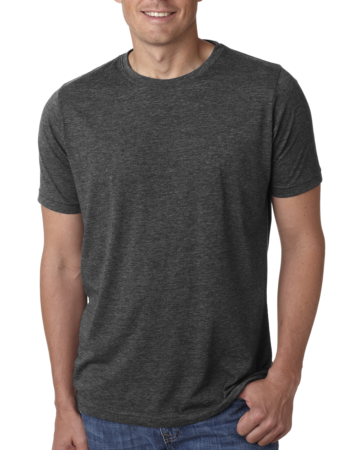 Next Level 6200 Men's Crew Neck T-Shirt – Stonewashed Denim, 65% Polyester/35% Cotton, Size Small - View #10