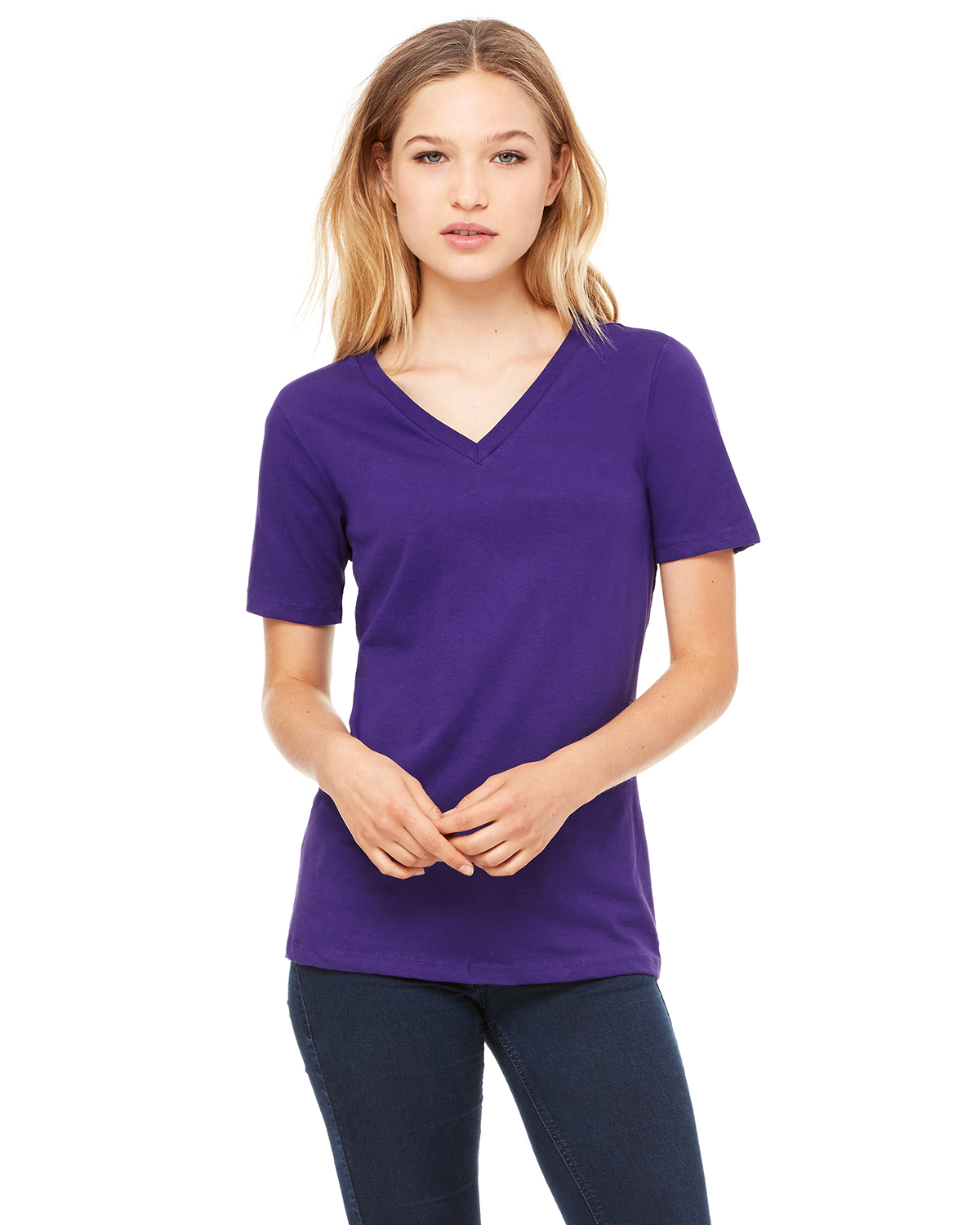 Bella + Canvas Missy's Relaxed Jersey V-Neck T-Shirt - 4.2 Oz 100% Combed Cotton, Side Seamed, True Missy Fit