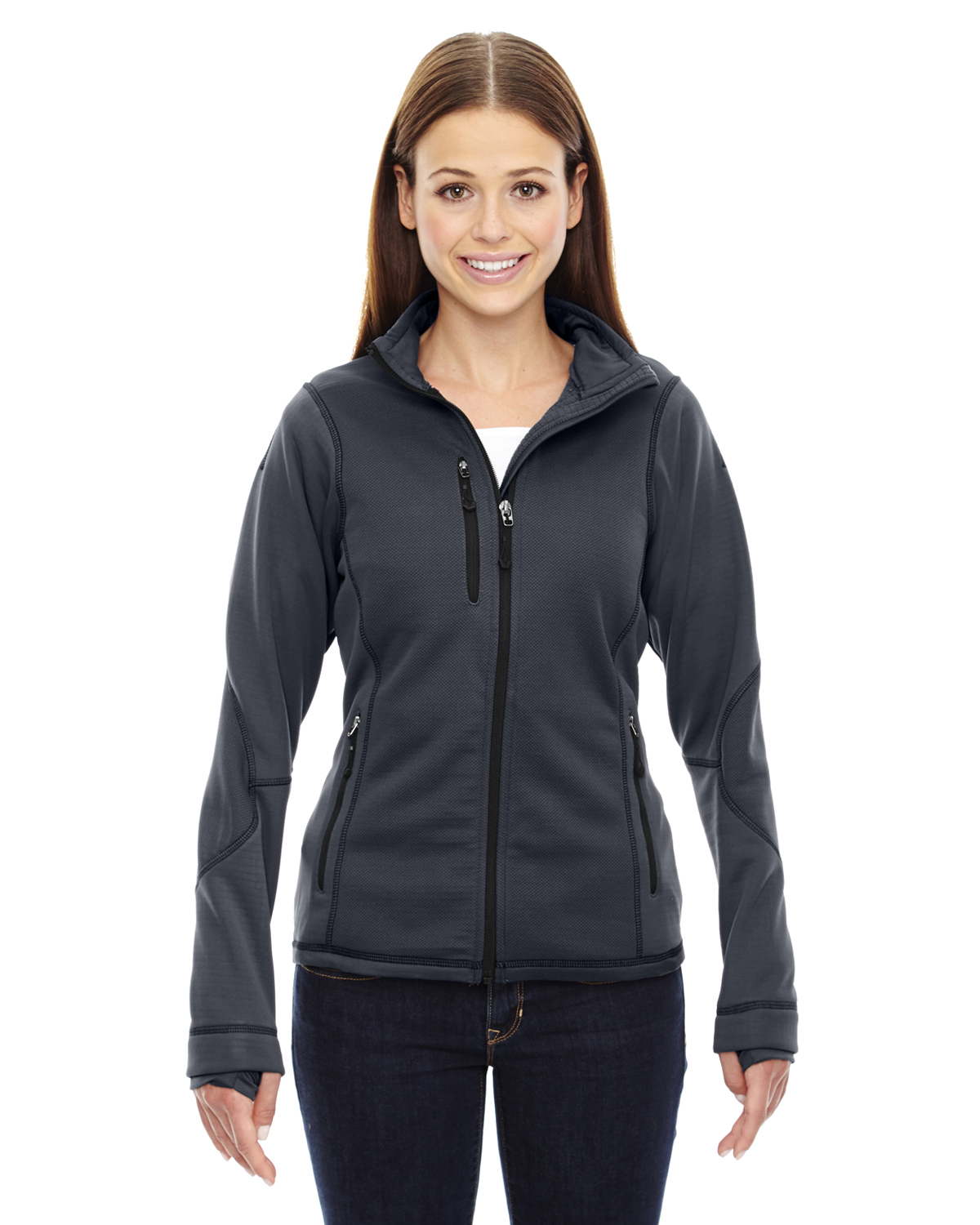 North End Sport Red 78681 Ladies Textured Fleece Jacket - Shirtmax