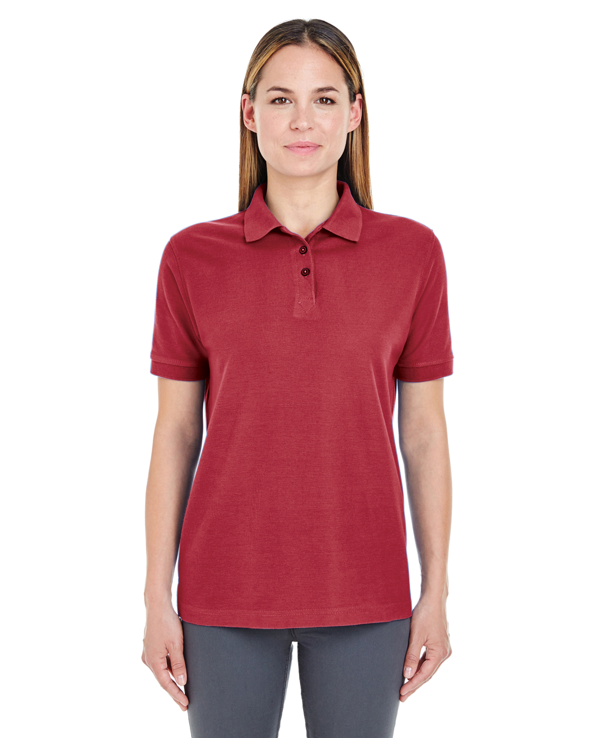 UltraClub 8540 Whisper Fit Men's Pique Polo Shirt -Cardinal-Medium