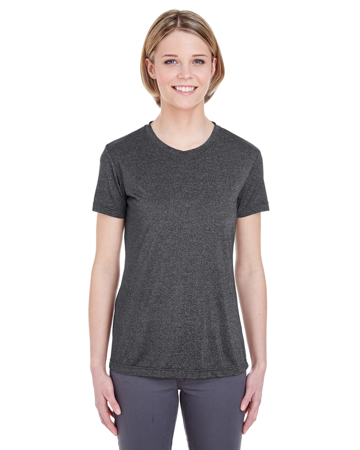 UltraClub 8619L Ladies' Cool & Dry Heather Performance Tee - Shirtmax