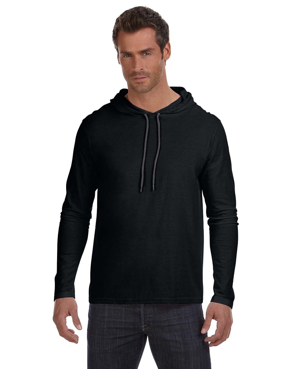 Anvil 987AN Adult Lightweight Long Sleeve Hooded T-Shirt - Shirtmax