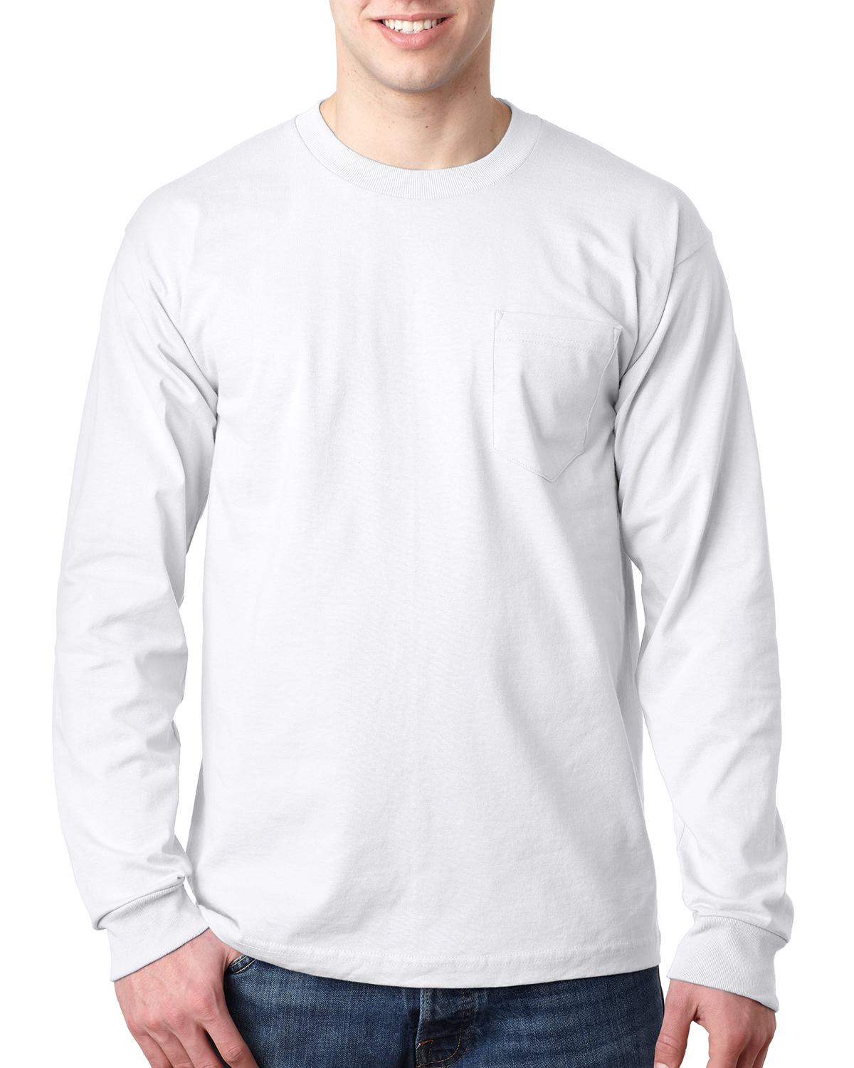 Bayside BA8100 Adult 6.1 oz. 100% Cotton Long Sleeve Pocket T-Shirt ...