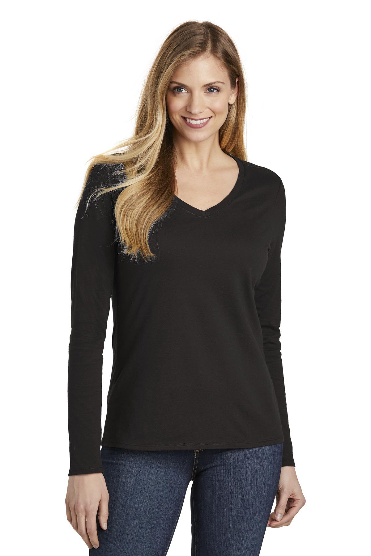 District DT6201 Women's Very Important Tee Long Sleeve V-Neck - Shirtmax