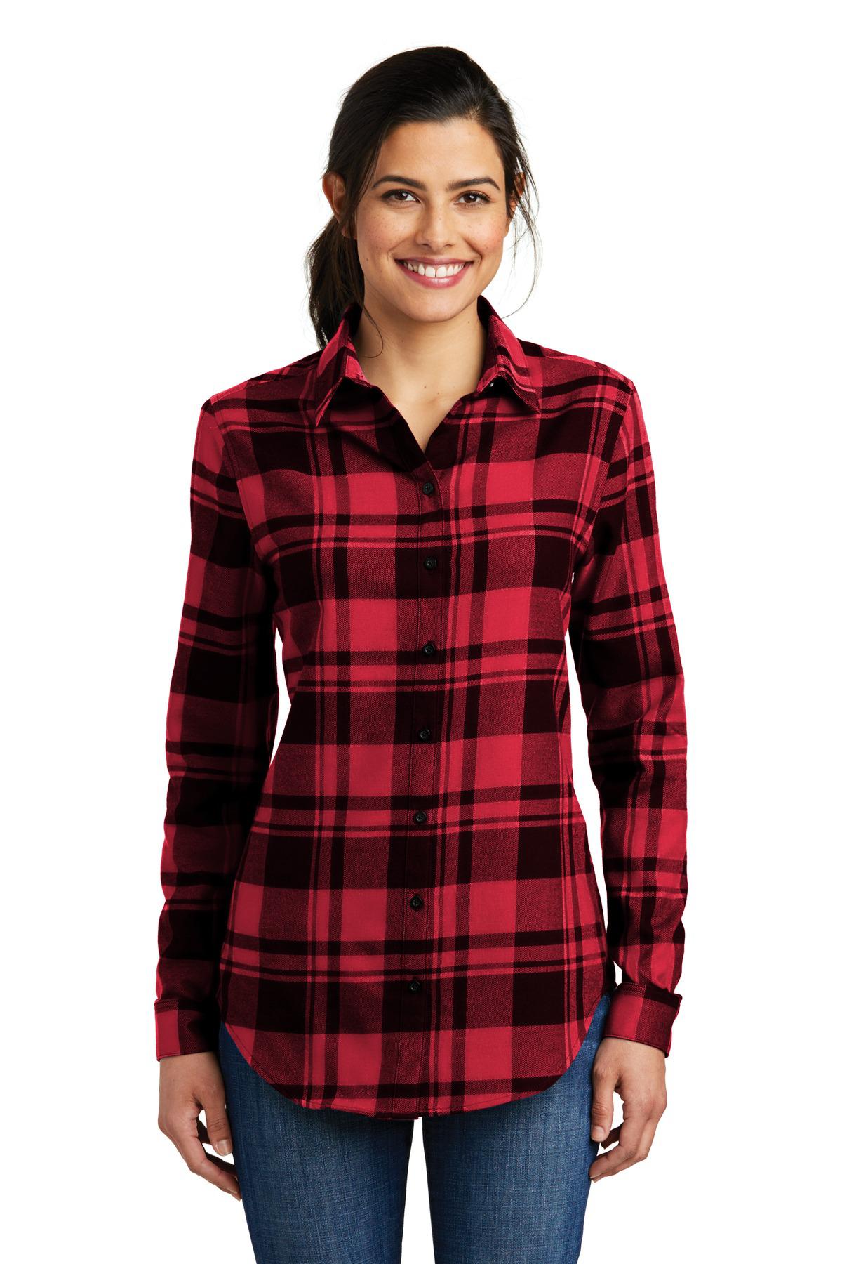 Port Authority LW668 Ladies Plaid Flannel Tunic - Shirtmax