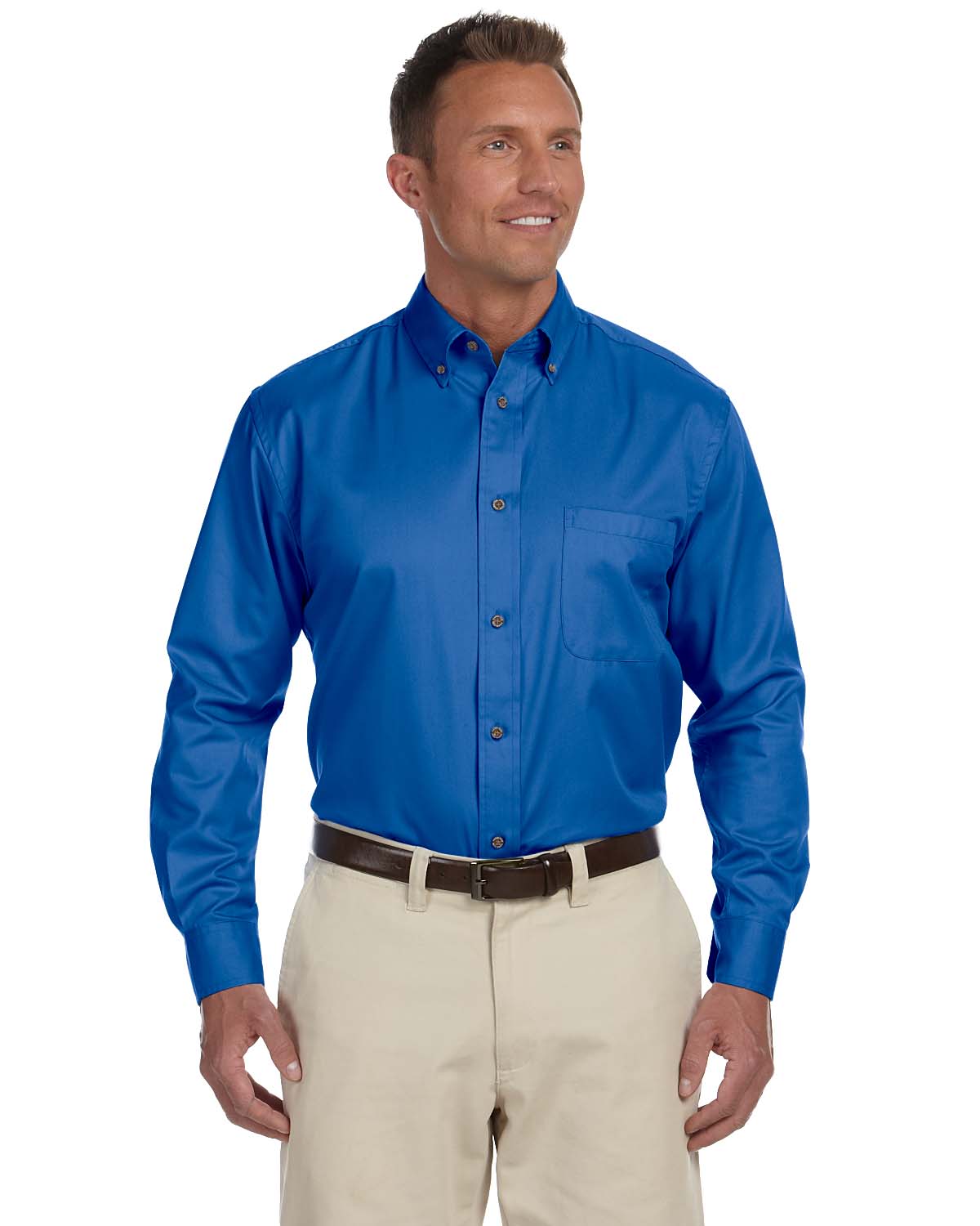 Harriton Men’s Easy Blend™ Long-Sleeve Twill Shirt With Stain-Release – Apparel To Gifts Embroidery