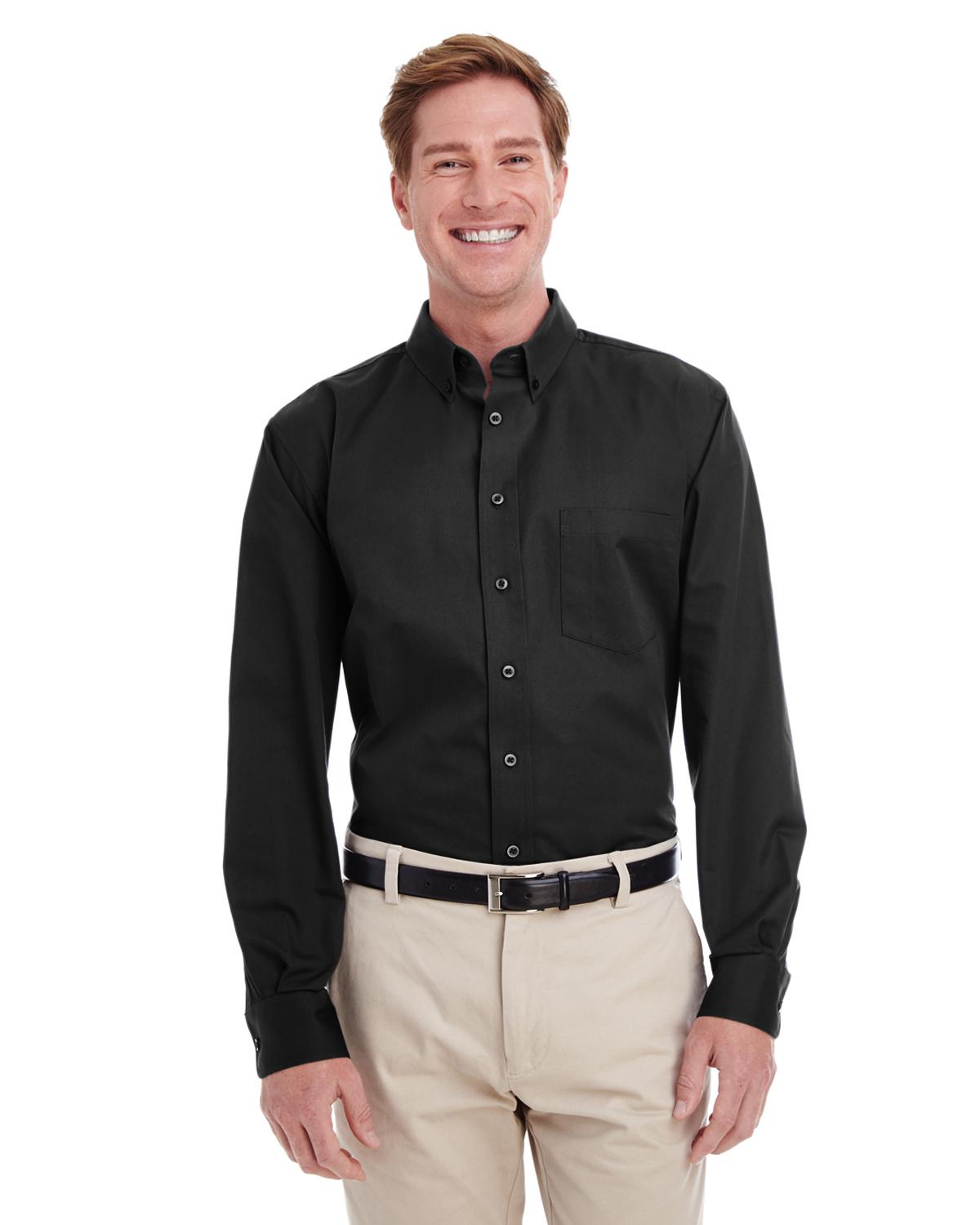 Harriton M581 Men's Foundation 100% Cotton Long-Sleeve Twill Shirt with Teflonâ¢ - Shirtmax