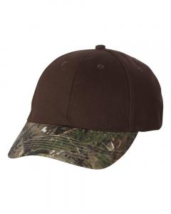 Solid Crown Cap with Camo Visor