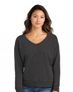 Ladies Beach Wash Garment-Dyed V-Neck Sweatshirt