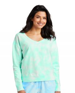 Ladies Beach Wash Cloud Tie-Dye V-Neck Sweatshirt