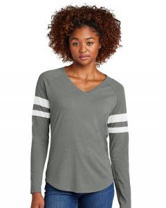 Women's Halftime Stripe Long Sleeve V-Neck Tee