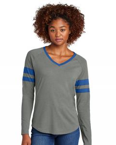 Women's Halftime Stripe Long Sleeve V-Neck Tee