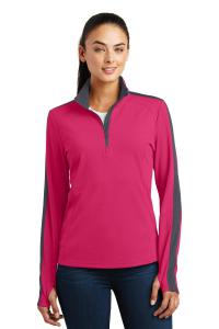Ladies Sport-Wick Textured Colorblock 1/4-Zip Pullover