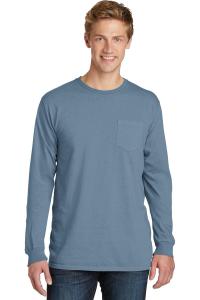 Unisex Beach Wash Garment-Dyed Long Sleeve Pocket Tee 